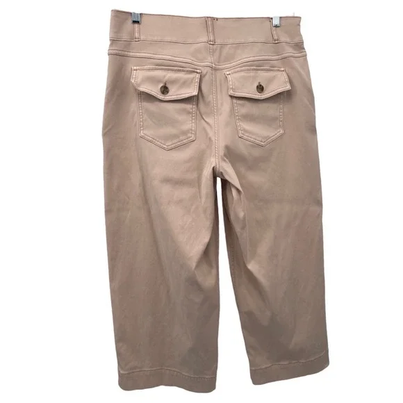 Spanx Women's Stretch Twill Cropped Wide Leg Pants Pink Blush 1X Petite - Picture 9 of 9